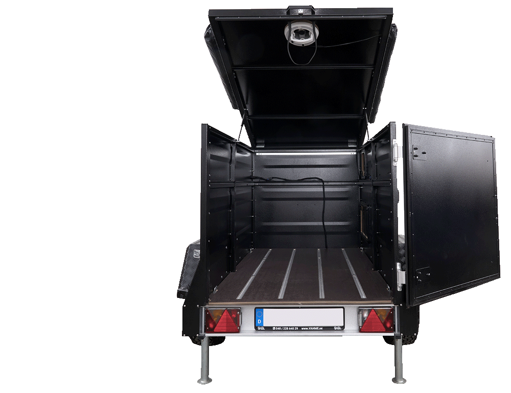 Five modules of the VanMe Bobo camping trailer.