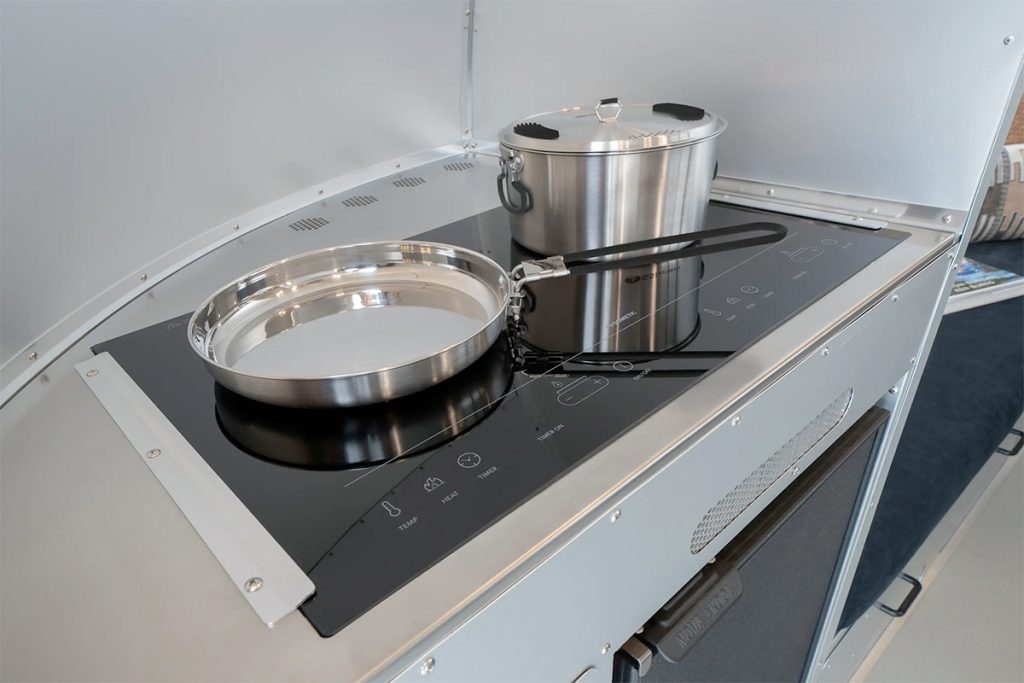 Bowlus Rivet Off-grid Self-propelled Camper Induction Cooktop