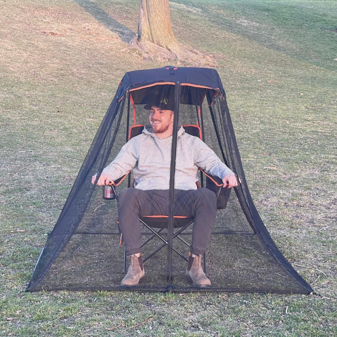 Bug Beater 2.0 outdoor chair with canopy and surrounding bug net
